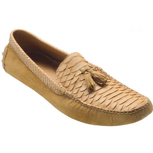 David X "Porta" Sand Genuine Python / Suede Loafer Shoes